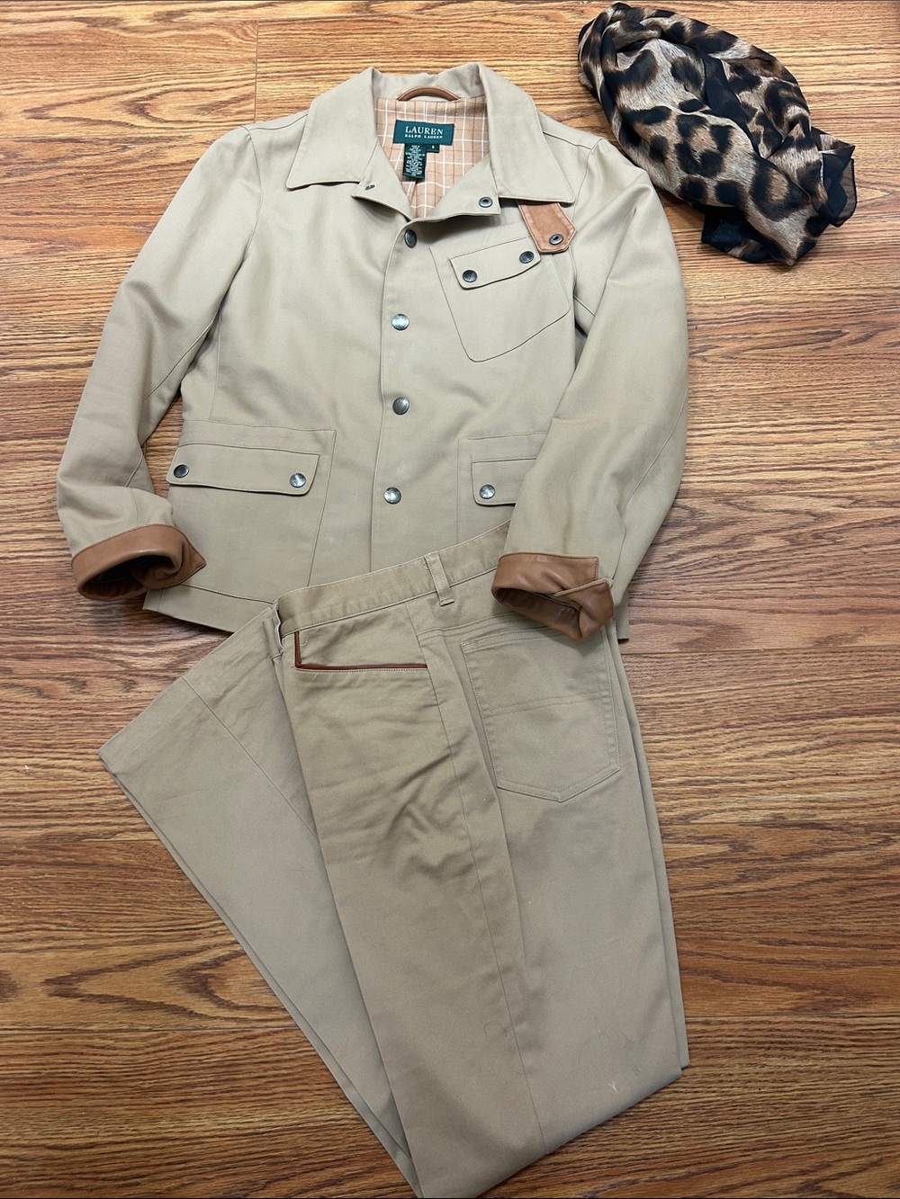 Lauren Ralph Lauren Tan jacket and pants set